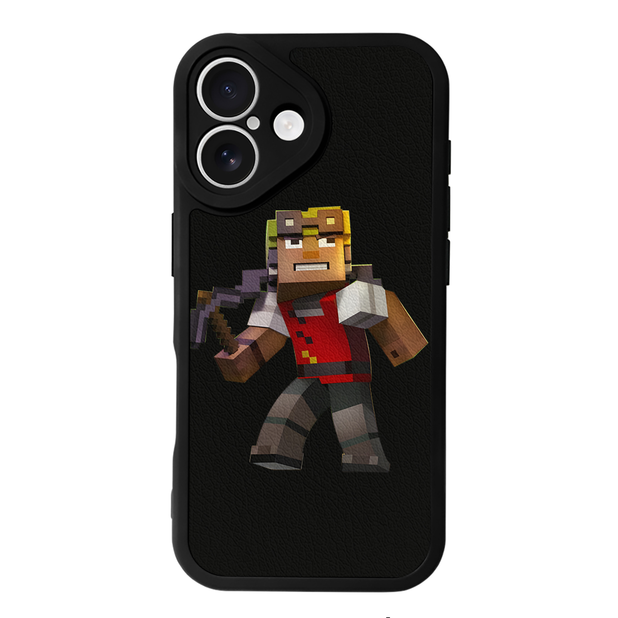 （画像用） マインクラフト ブロックの世界 Minecraft MC Block world 【iPhone 16シリーズ対応】シリコンスマホケース（レザー調） 材質：シリコン